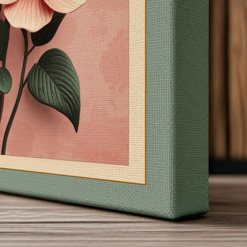 Three Flowering Stems Japandi - Wrapped Canvas, 24x16 - 61.0 x 40.6 cm, Sage Border