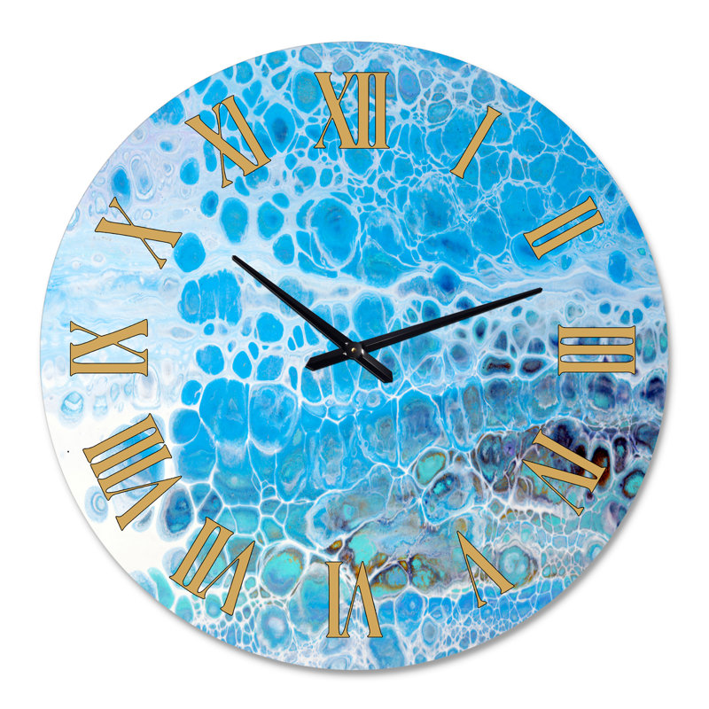Blue CelluLar huile sur eau - horloge murale moderne, Moyen
