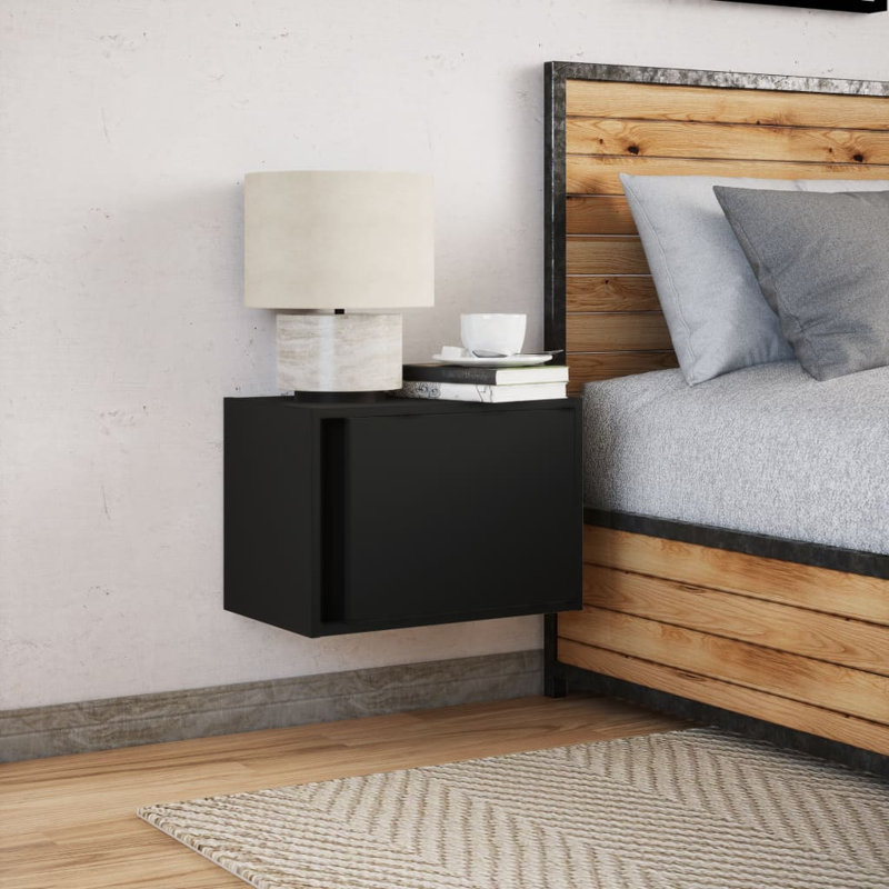 Daryana 50cm W Manufactured Wood Bedside Table, Black