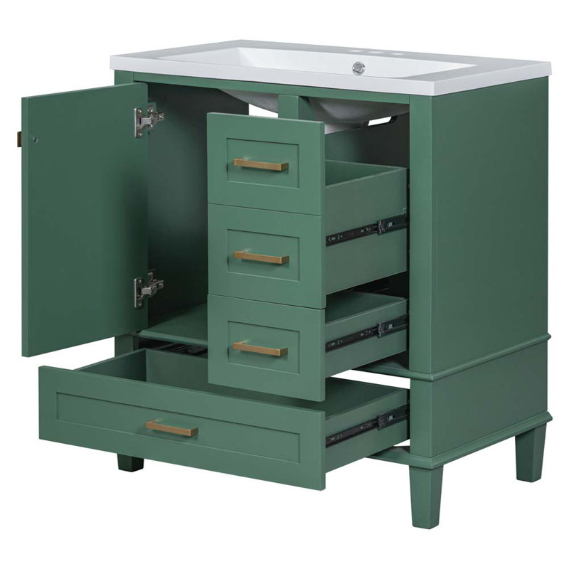 Meuble-lavabo simple 30,11 avec comptoir, Vert