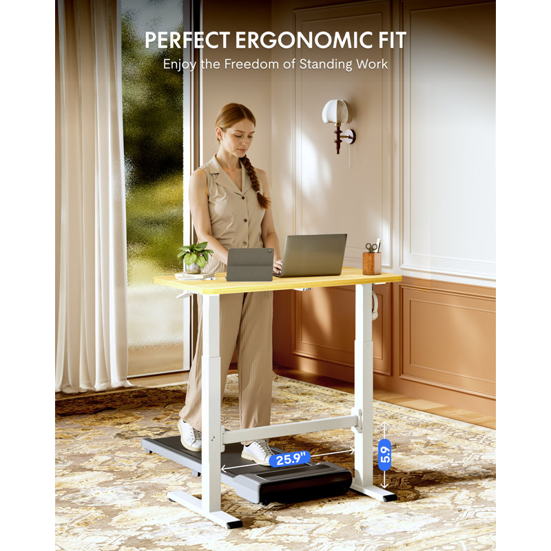 Gas Spring Adjustable Mobile Standing Desk With Wheels, Maple/White, H 45,3 po x l 39,4 po x P 23,6 po