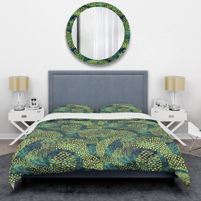 Abstract Green Geometric Animal Print Duvet Cover