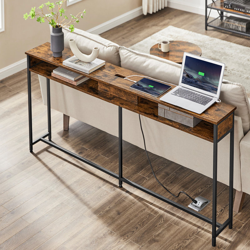 Console avec prise Gericho, Brun, H 31,5 po x l 55,1 po x P 9,8 po