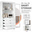 44.7X20x75inch Kitchen Pantry, Freestanding Kitchen Storage Cabinet Display Cabinet With Glass Doors And 4 Built-In Drawers For Living Room, Home Office, White-2081423458