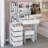 37" Middle Size Left Bedside Cabinet Vanity Table + Cushioned Stool, Large Sliding, Touch Control, Tri-Color Switching, Brightness Adjust Led Mirror, High Capacity Storage, Suitable For Middle Space-1665757961