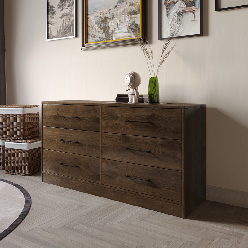 6 Drawers Dresser, Walnut