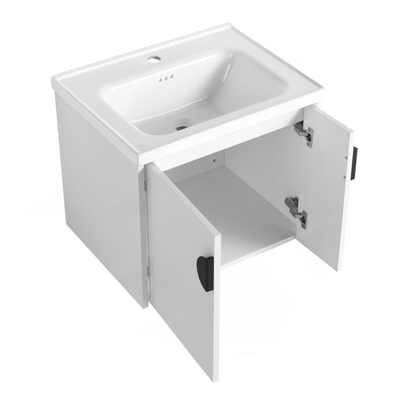 24 Inch Bathroom Vanity With Sink, For Small Bathroom, Bathroom Vanity With Soft Close Door, 24", White