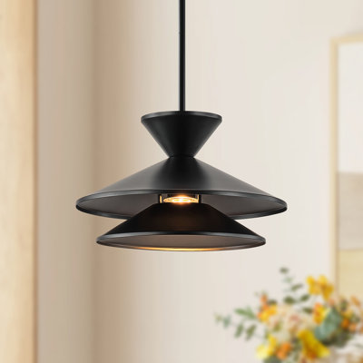 1-Light  Scandinavian Tiered Cone-Shaped Pendant Light