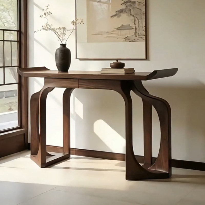 Console brune simple de style chinois., 35.4" H x 63" W x 15.7" D