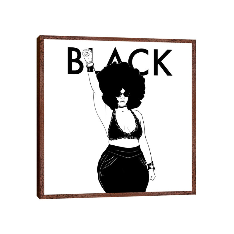 Black by Tafari Mills - Print on Canvas, Classic Brown Wood Framed, 45.72 cm H x 45.72 cm W