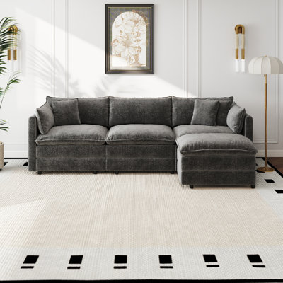 Canapé-lit en chenille moderne avec repose-pieds