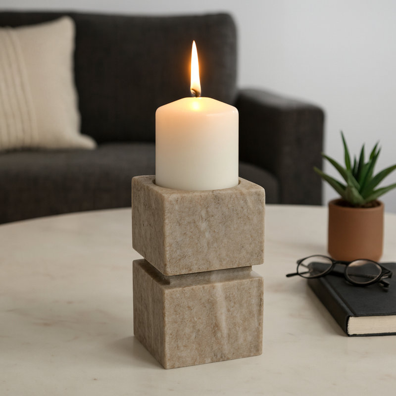 Pillar Candle Holder, 6" H x 4" W x 4" D