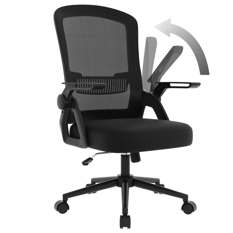 Computer Desk Office Chair with Flip-up Armrests, Black