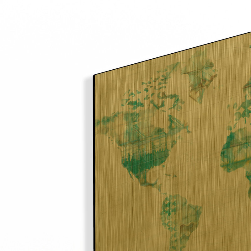 «Kanari Map» par Melissa Averinos, art mural en métal doré, 16 po x 12 po, 16"x12"