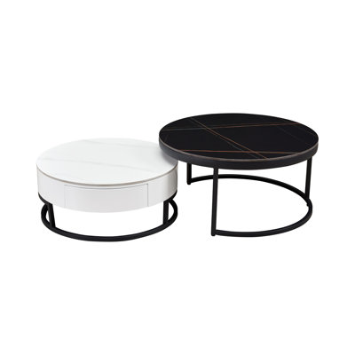 2pc Black And White Coffee Table Set