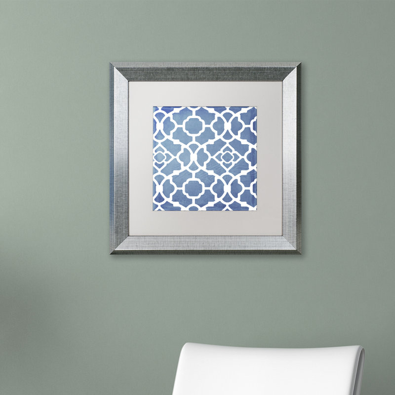Jadaya «Moroccan Blues III», impression encadrée, H 11 po x l 14 po x P 0,5 po, Blanc, Cadre argenté