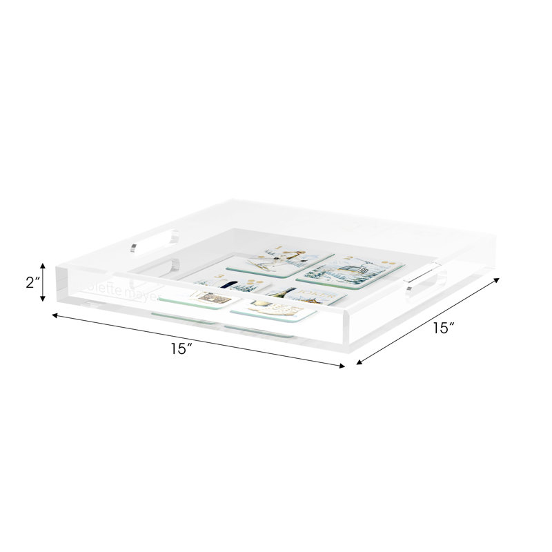 Mahjong Acrylic Decorative Tray, 15"W x 15"D x 2"H
