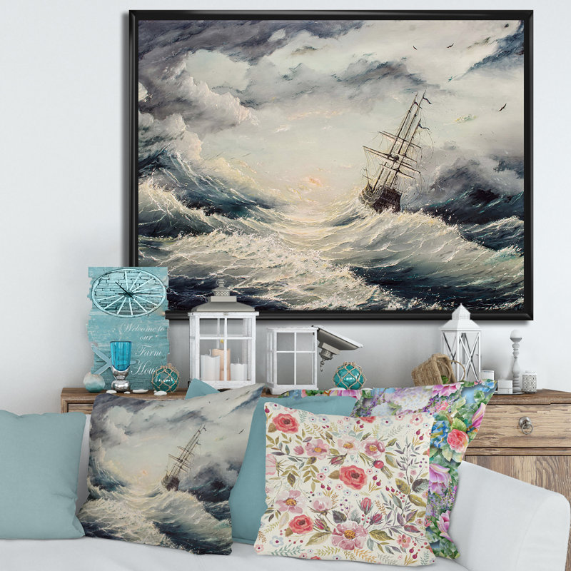 Struggle with the Elements - Peinture sur toile, H 24 po x l 32 po x P 1 po, Toile avec cadre noir