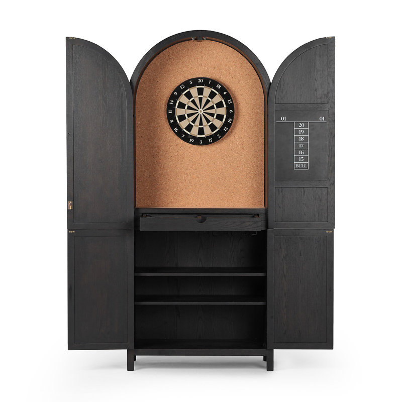Darts Cabinet-Distressed Black Oak