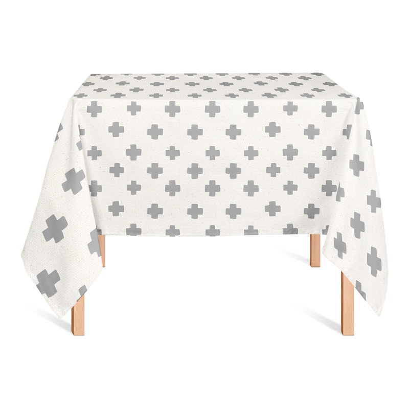 Swiss Cross Pattern Yellow 2 Tablecloth, Gray