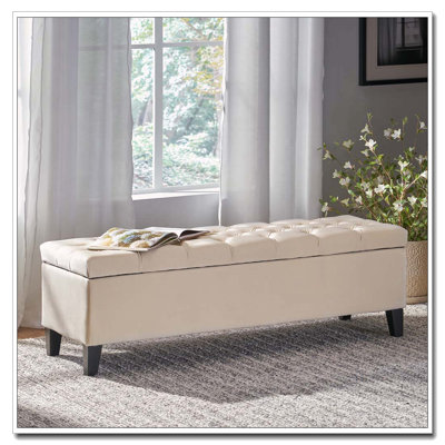 Button Tufted  Storage Bench Ottoman