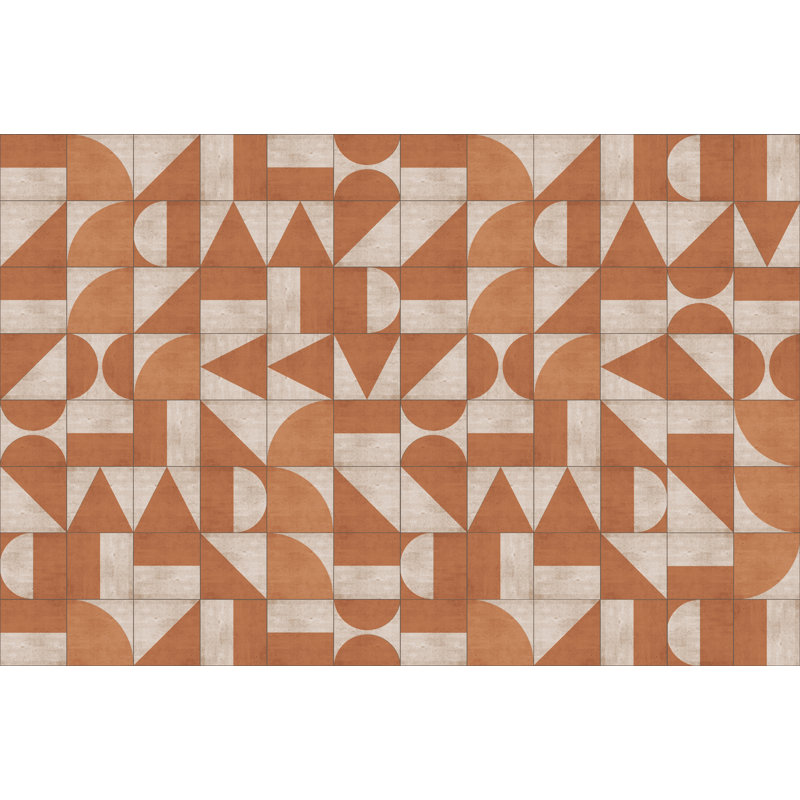 Cleek Vinyl Machine Printed Area Rug, Rectangle 4'4.4" x 6'6.7"