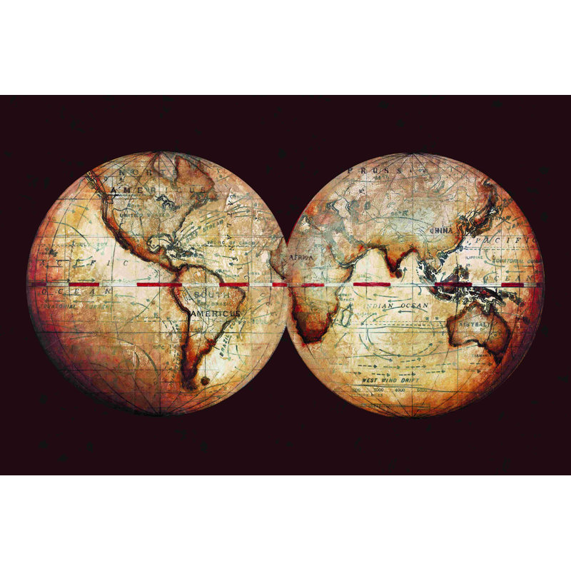 Carte du monde - impression sur toile tendue, H 8 po x l 12 po