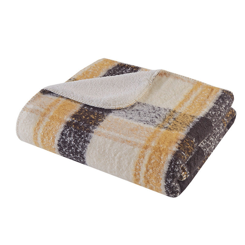 Jeté en faux mohair à sherpa, Tanné