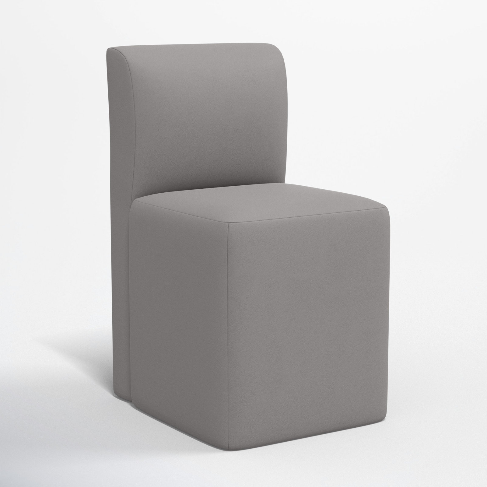 Mendy Upholstered Dining Chair with Casters, Classic Otter Performance Velvet