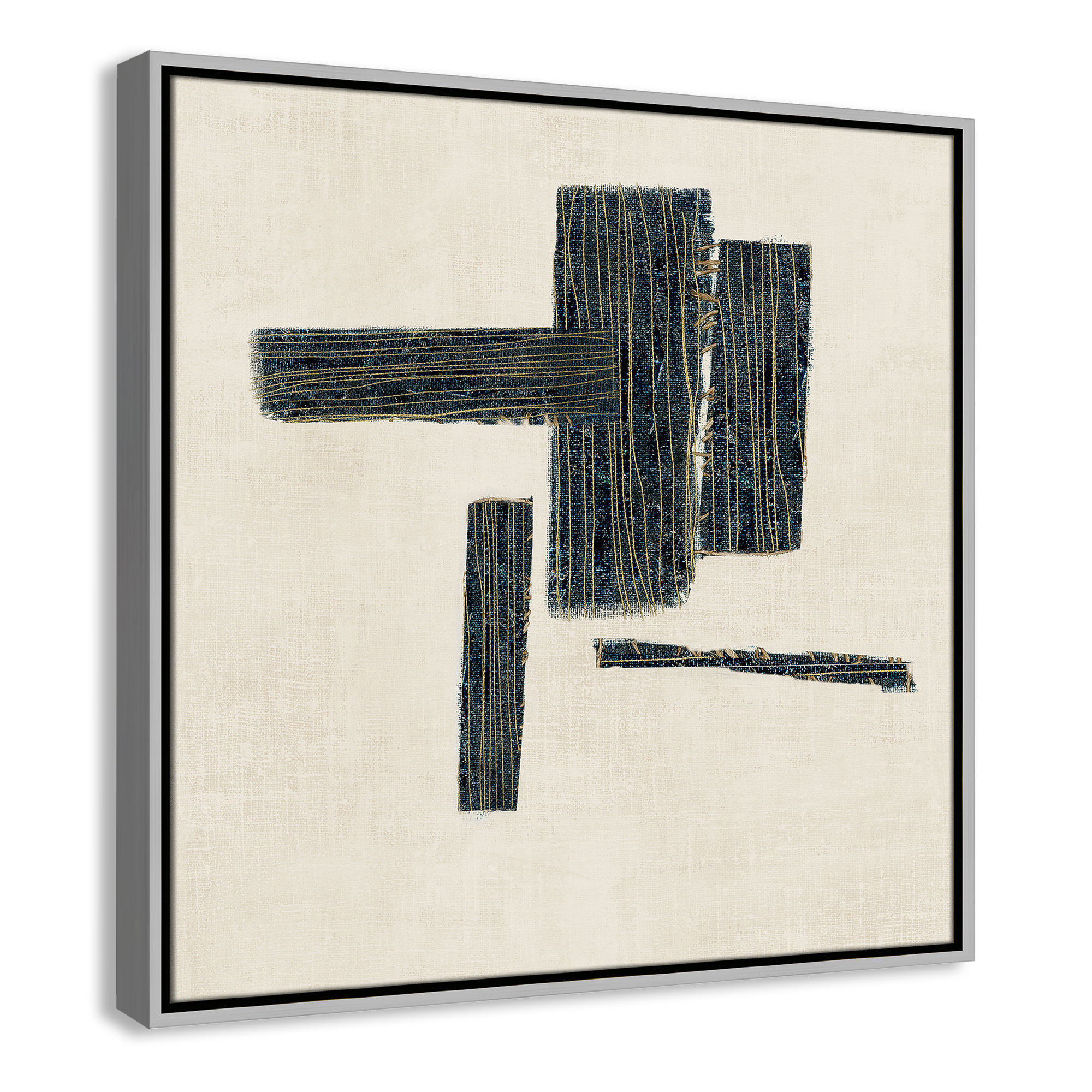 Stiched II Print by , 25.5" H x 25.5" W, Silver