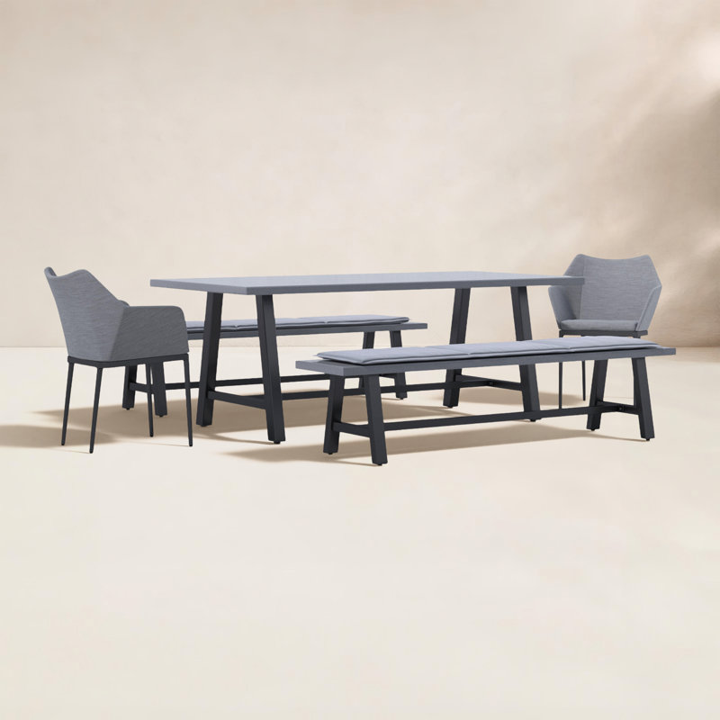 Common Trestle Outdoor 5 - Piece Dining Set with Cushions