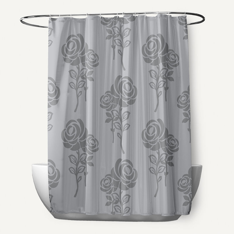 Slezak Floral Shower Curtain, Gray