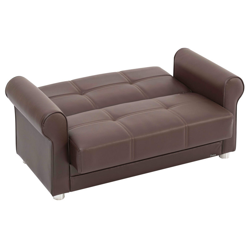 Causeuse convertible rembourrée avec rangement, Brun