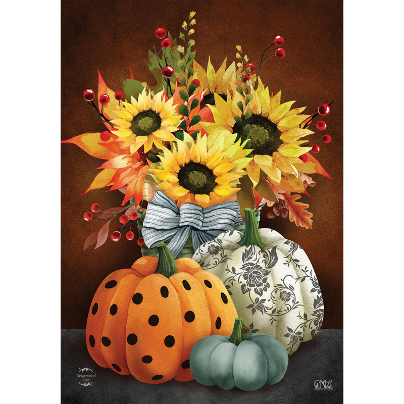 Drapeau de maison à motif de citrouilles et de tournesols