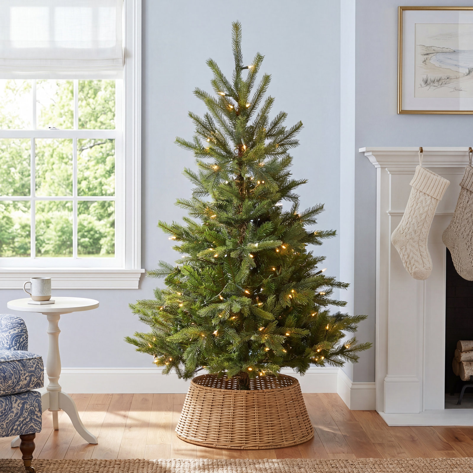 Lighted Artificial Christmas Tree, 4' H