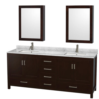 Sheffield 80" Double Bathroom Vanity Set with Mirror and Medicine Cabinet