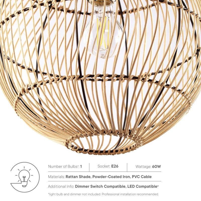 Luminaire suspendu en rotin Nurture par Modway