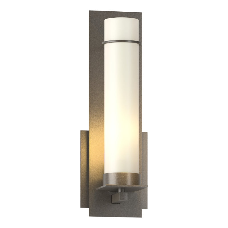 New Town 1 - Light Dimmable Armed Sconce, Dark Smoke, Opal Glass, 12.6" H x 4.25" W x 3.7" D