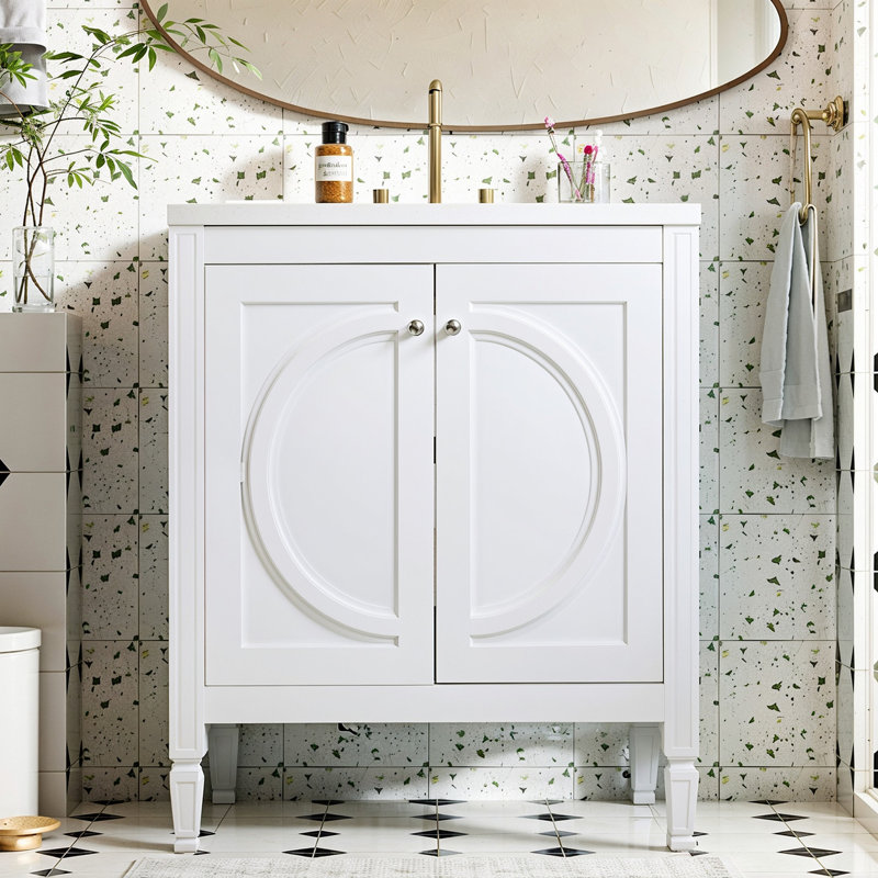 Meuble-lavabo 30 po Gambrell avec lavabo en céramique, deux portes à fermeture en douceur et tablette réglable