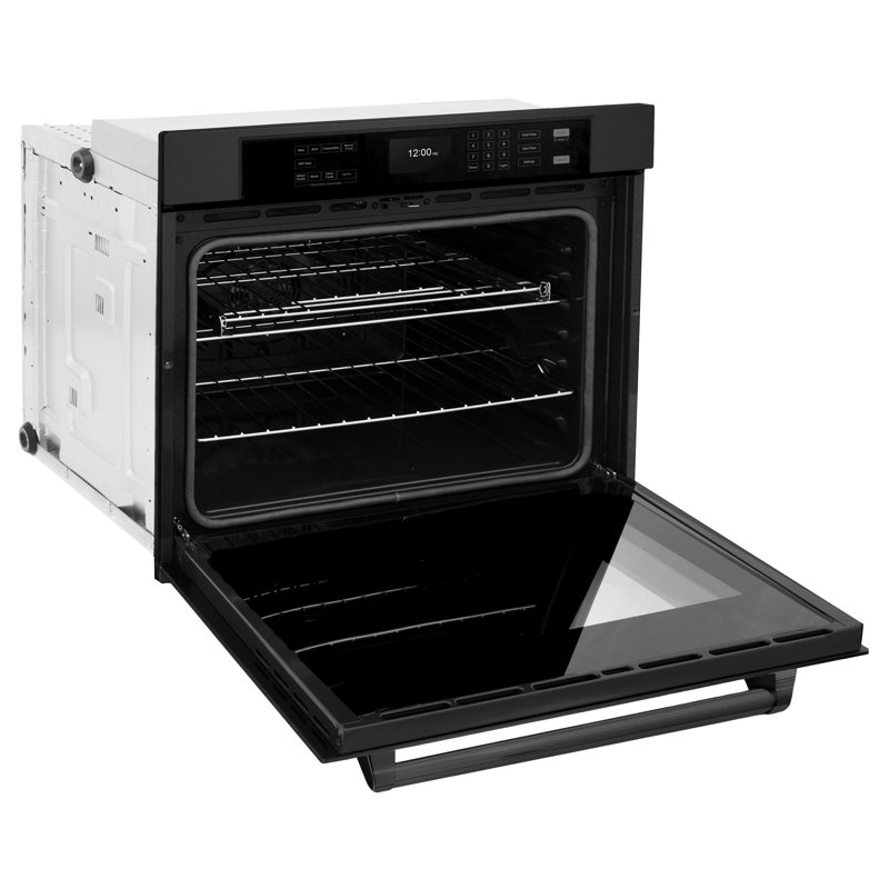 ZLINE 30 in. Autograph Wall Oven w/ Air Fry in Black Stainless Steel with Gold Handle, Black Stainless Steel