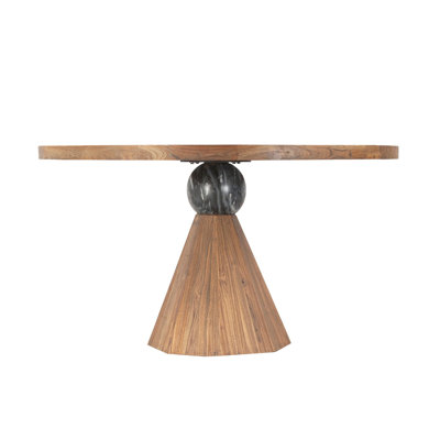 Janley Teak Round Solid Wood Top Dining Table