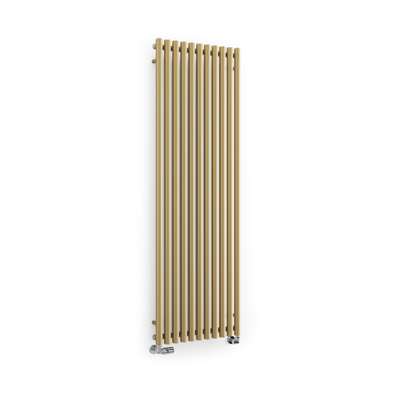 Rolo Room Cylindrical Bar Reversible Designer Radiator, Gold, 1800mm H x 370mm W x 96mm D
