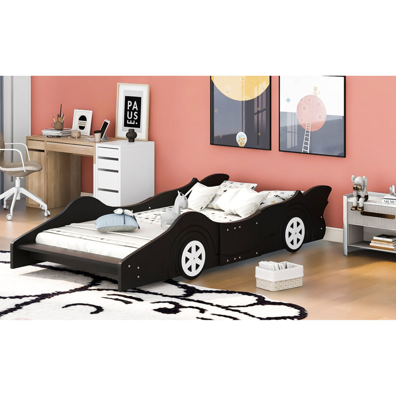 Lit plateforme simple avec roulettes, Noir