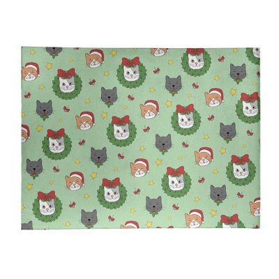 Tapis vert/rouge/gris zone fait main