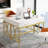 41 in Computer Desk With Two Drawers, White and Gold Modern Study Writing Desk-1040636948