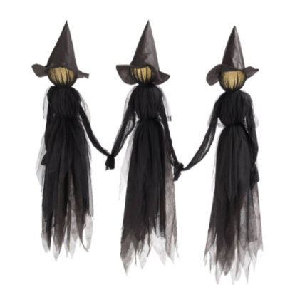 a Ornamen Halloween Voice Control Induction Luminous People Holding Hands Witch