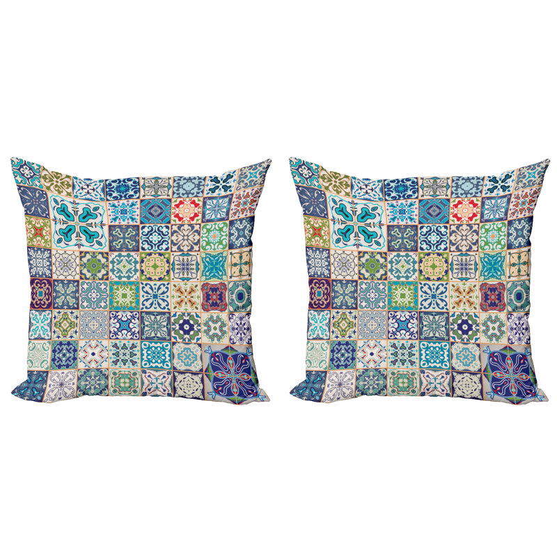 Raylah Indoor / Outdoor Plaid Square Cushion Cover, 18"H x 18"W