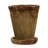 Hillengas Round Cement Planter with Saucer and Distressed Finish-1379896041