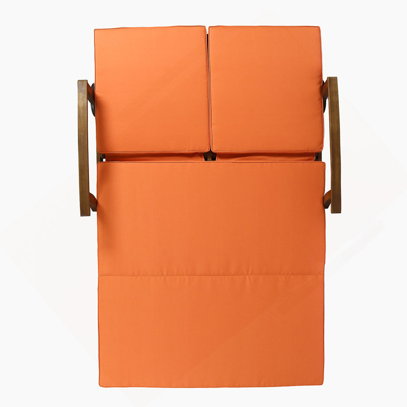 Patio Double Chaise Lounge With Cushion, Orange