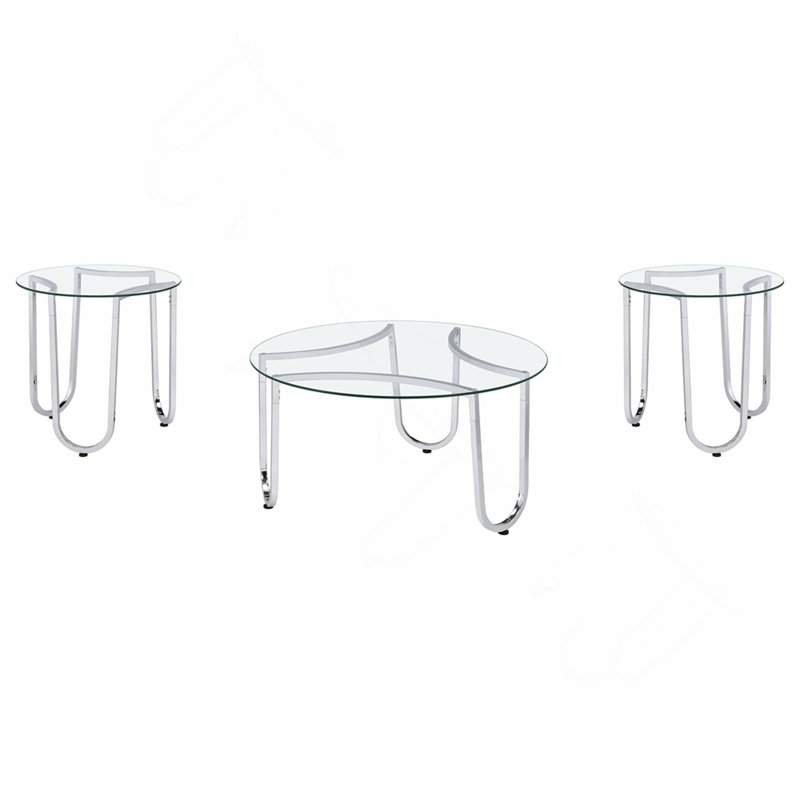 Ensemble de tables basses chromées 3 pièces